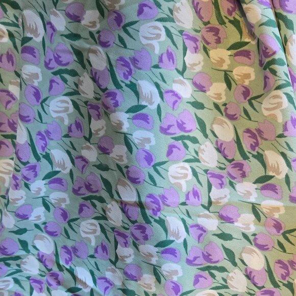 Floral Tulip Smocked Puff Sleeve Prairie Midi Dress Cottagecore - Picture 4 of 9